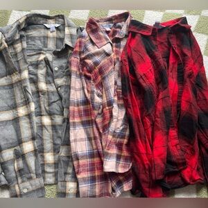 LOT! Old Navy Womens Casual Button Down Shirts - Gray, Pink, Red